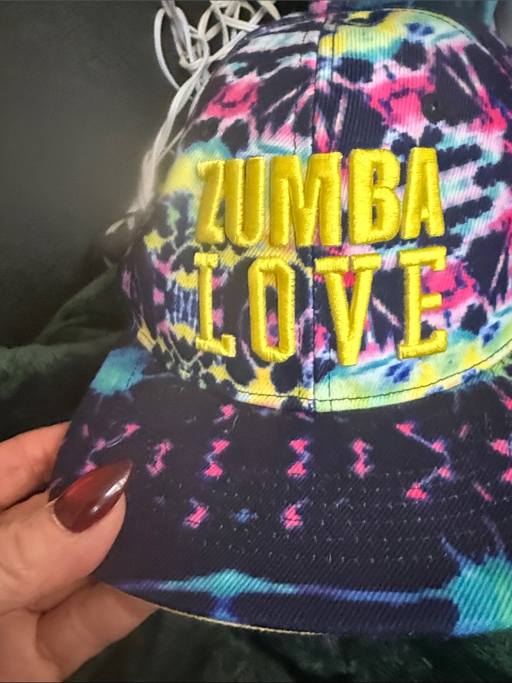 Zumba Fitness Tie-Dye Cap with Yellow ZUMBA LOVE Embroidery